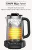 Đến mới 1500W 304 Thép không gỉ Thủy tinh Thổ Nhĩ Kỳ Kettle 2 In1 Samovar Tea Maker Machine với cơ sở màn hình cảm ứng