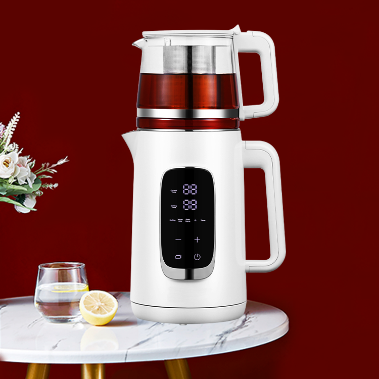 Hàng Mới Về Thổ Nhĩ Kỳ Ấm ​​Siêu Tốc Điện Samavar Pha Trà Với Ấm Trà Thủy Tinh Bộ Lọc Bằng Thép Không Gỉ