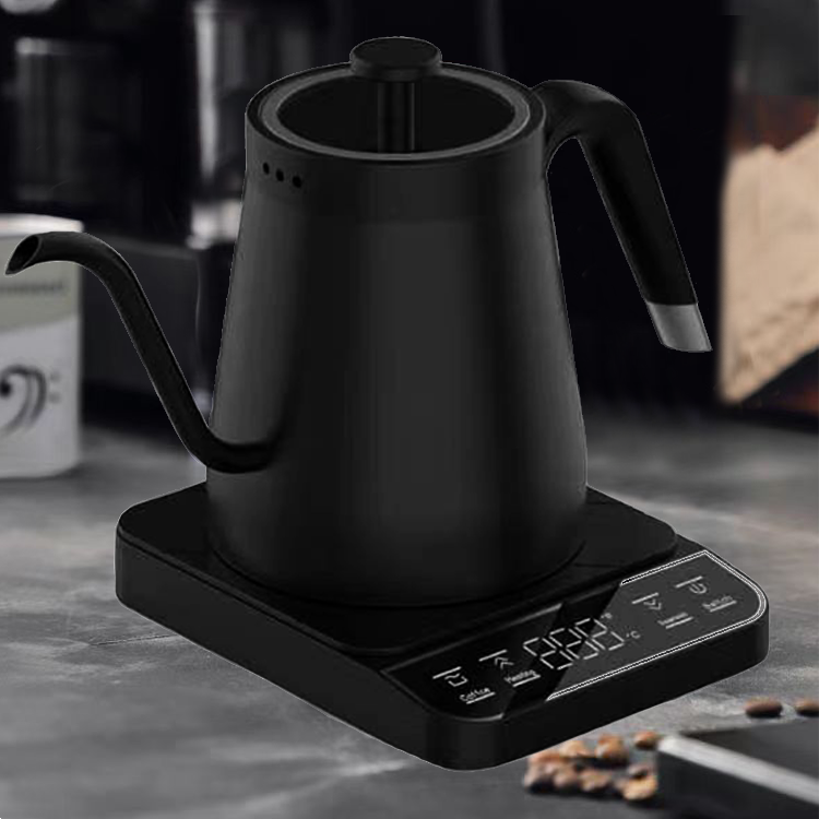 1350W Vỏ kính đen Văn phòng Máy tính để bàn Điện Ấm siêu tốc cổ ngỗng thông minh kỹ thuật số