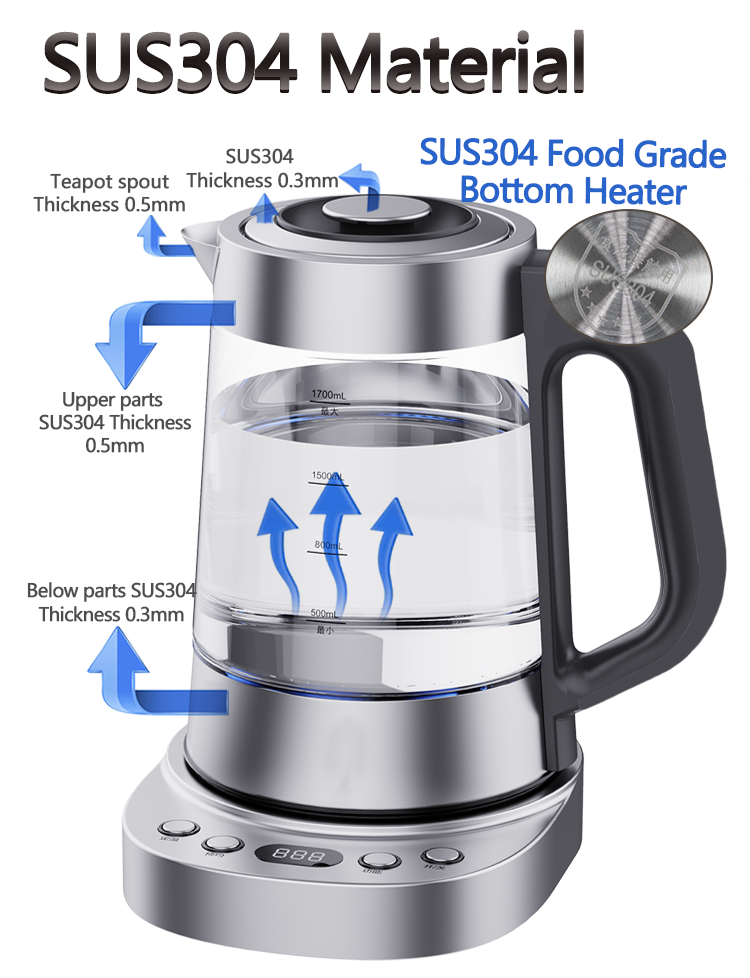 Bán 1.7 L Điện Thổ Nhĩ Kỳ Samovar Đôi Máy Pha Trà Thủy Tinh Bộ Ấm Trà Thủy Tinh Điện Ấm Siêu Tốc Thủy Tinh 