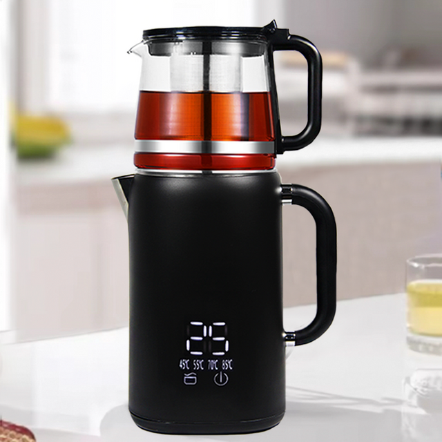 Trung Đông Điện Phổ Biến Thổ Nhĩ Kỳ Làm Trà Với Bình Trà Máy Thép Không Gỉ Điều Khiển Kỹ Thuật Số Ấm Siêu Tốc Điện 