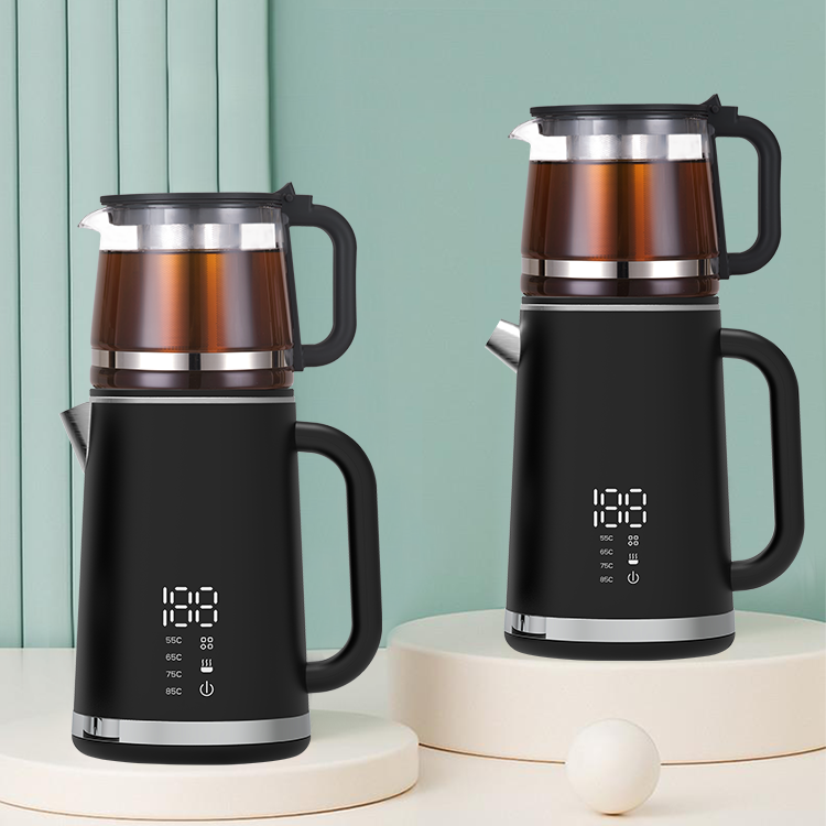 Yuekon 1.5L+1.1L Kettles Kettles Kettle và Teapot 2 In1 Layer Tea Layer Maker có kiểm soát nhiệt độ