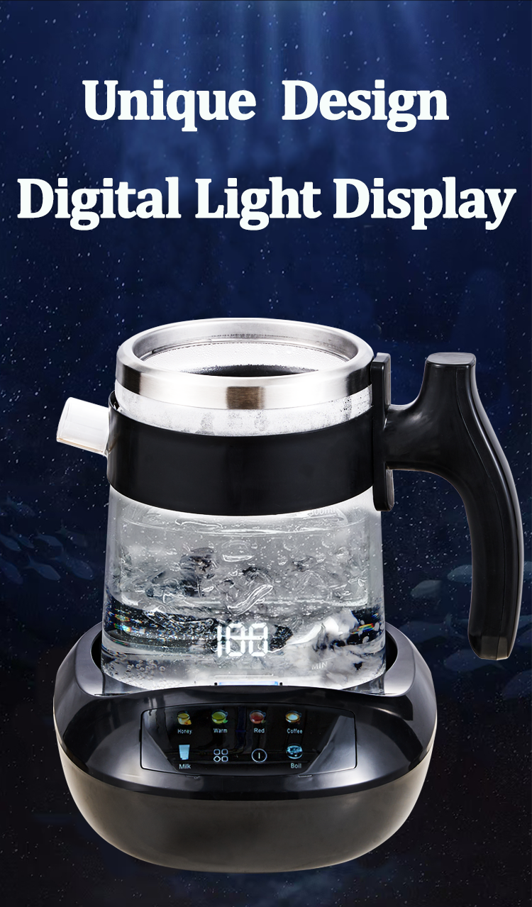 Bán Buôn Ấm Siêu Tốc Thủy Tinh Ấm Trà Điện 2 Trong 1 Ấm Siêu Tốc Samovar Di Động Ấm Trà Đôi Nhiều Màu Sắc Bảng Điều Khiển Kính Kỹ Thuật Số Ấm Siêu Tốc