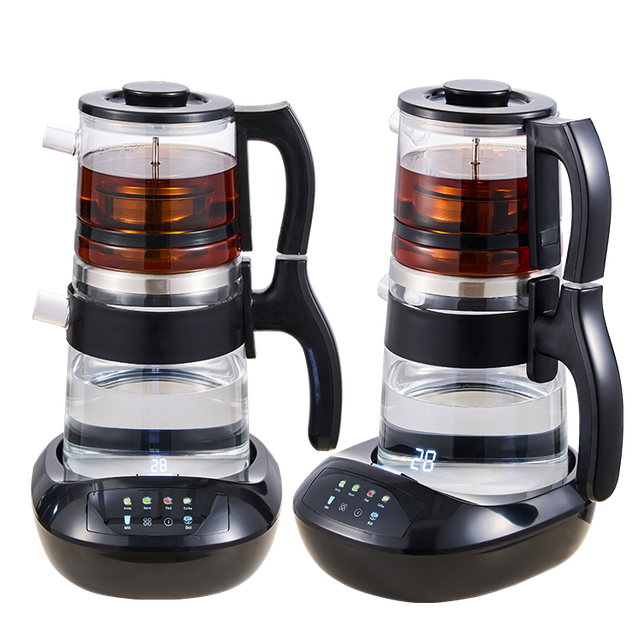 YUEKON Thiết Bị Thông Minh Pha Trà Samovar Mới 1.8l + 0.9l 2 Lớp Cảm Ứng Lạnh Thông Minh Cao Thủy Tinh Borosilicate Máy Pha Trà