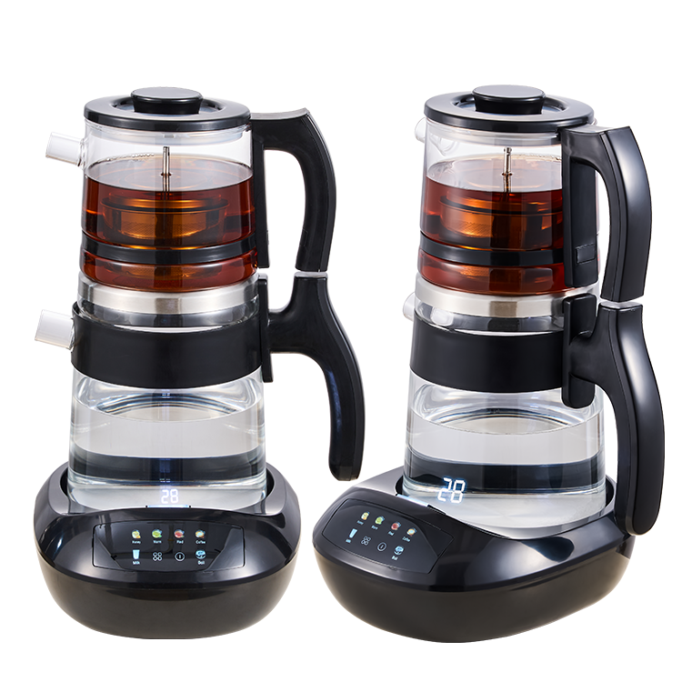 YUEKON Thiết Bị Thông Minh Pha Trà Samovar Mới 1.8l + 0.9l 2 Lớp Cảm Ứng Lạnh Thông Minh Cao Thủy Tinh Borosilicate Máy Pha Trà
