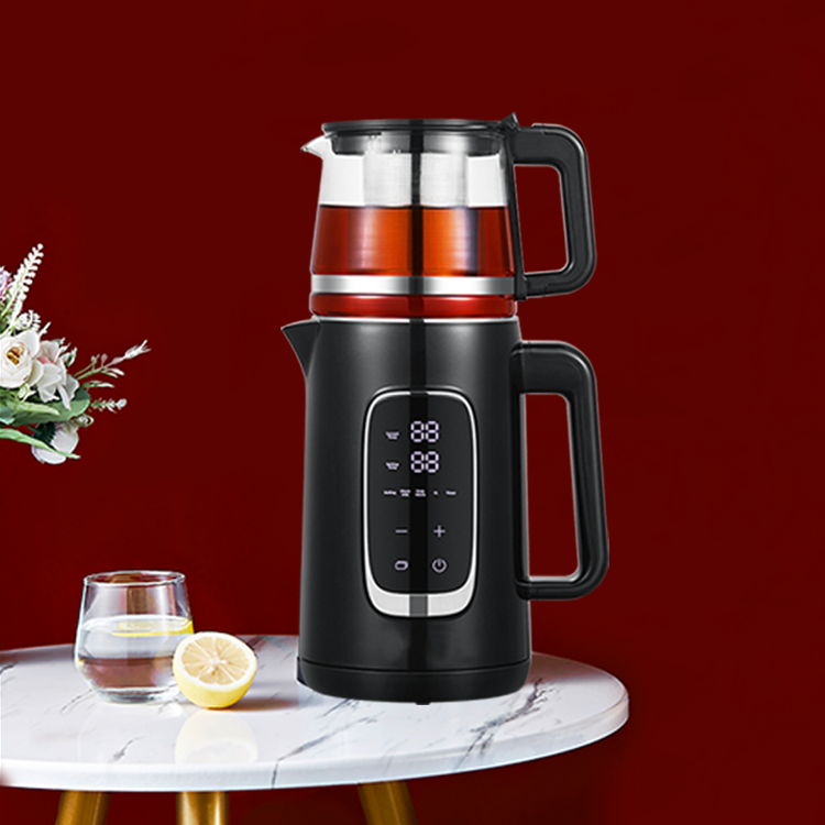 Thiết bị gia dụng Bộ ấm trà đôi Máy pha trà điện Samovar 2 trong 1 