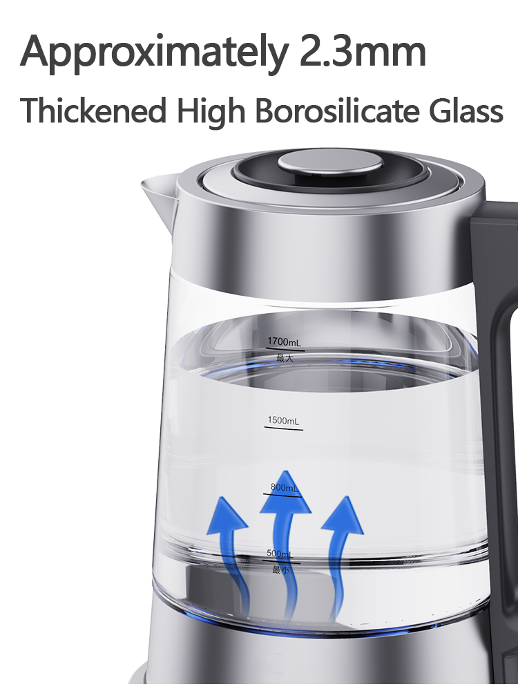 Nhà Bếp Phổ Biến 1.7L Nga Điện Ấm Siêu Tốc Thủy Tinh Samovar Nước Nồi Hơi Pha Trà Ấm Siêu Tốc Điện