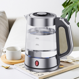 YUEKON Bán chạy nhất 1.7l Tự động tắt nguồn Máy pha trà điện Ấm trà thủy tinh có đèn LED màu xanh