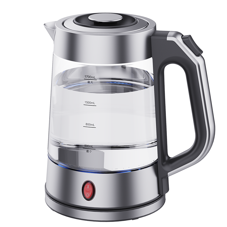 YUEKON Bán chạy nhất 1.7l Tự động tắt nguồn Máy pha trà điện Ấm trà thủy tinh có đèn LED màu xanh