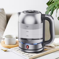 Đèn LED màu xanh lam Cửa sổ lớn Thủy tinh Botosilicate 2.0L Ấm đun nước điện sôi nhanh