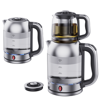 Trung Đông Điện Máy pha trà Ả Rập Samovar Máy pha trà Thổ Nhĩ Kỳ có nắp đậy có thể tháo rời Ấm đun nước thủy tinh điện