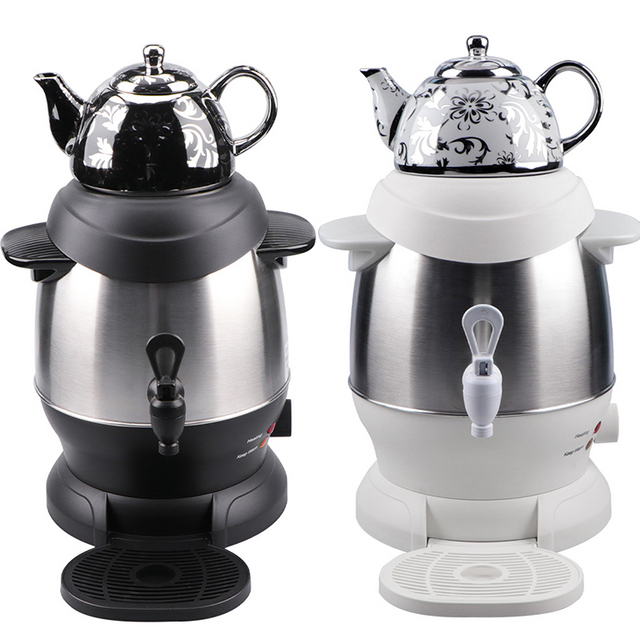 1500W 1L Nồi Gốm + 4LStainless Thép Thổ Nhĩ Kỳ Nồi Trà Điện Ấm Siêu Tốc Nga Samovar Pha Trà Có Núm Điều Chỉnh Nhiệt Độ