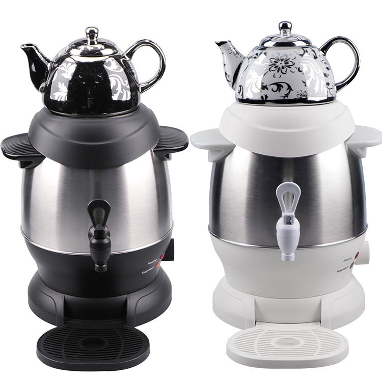 1500W 1L Nồi Gốm + 4LStainless Thép Thổ Nhĩ Kỳ Nồi Trà Điện Ấm Siêu Tốc Nga Samovar Pha Trà Có Núm Điều Chỉnh Nhiệt Độ