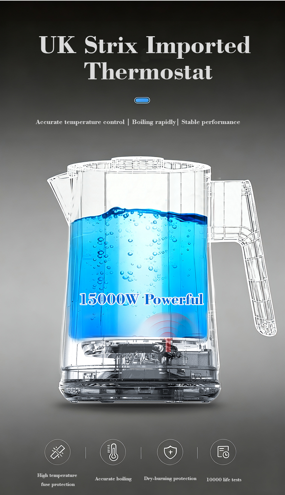 Nhà máy Bán buôn Ấm đun nước giữ nhiệt Strix Bộ ấm đun nước điện và máy pha trà 1500W có màn hình điều khiển cảm ứng Giữ ấm