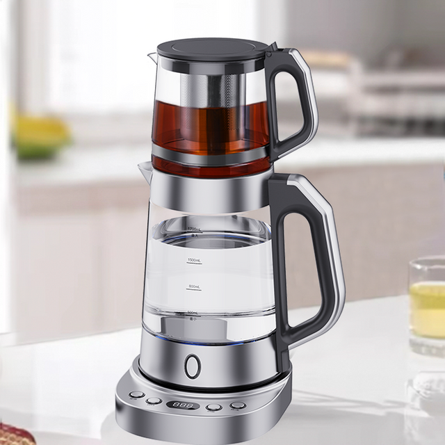 Đa Phần Điều Khiển Nhiệt Độ Điện Thủy Tinh Ấm Siêu Tốc Thép Không gỉ 304 Lọc Trà Trà Có Khay