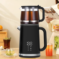 Yuekon 1.5L+1.1L Kettles Kettles Kettle và Teapot 2 In1 Layer Tea Layer Maker có kiểm soát nhiệt độ