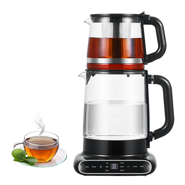 Ấm đun nước không dây thân thủy tinh hai lớp 1,5L + 1,1L có bộ lọc trà cho nhà bếp 