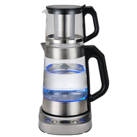 Trung Đông Ả Rập Saudi Samovar Mới Type1.7l + 1.0l Thép Không gỉ Thổ Nhĩ Kỳ Pha Trà Với Ấm Trà Thủy Tinh Ấm Siêu Tốc Điện