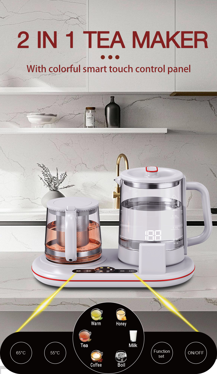 New1.7L + 1.1L Ấm Trà Điện Đa Năng Nước Nóng Đun Sôi Điện Kỹ Thuật Số Ấm Siêu Tốc Giữ Ấm Ấm Siêu Tốc
