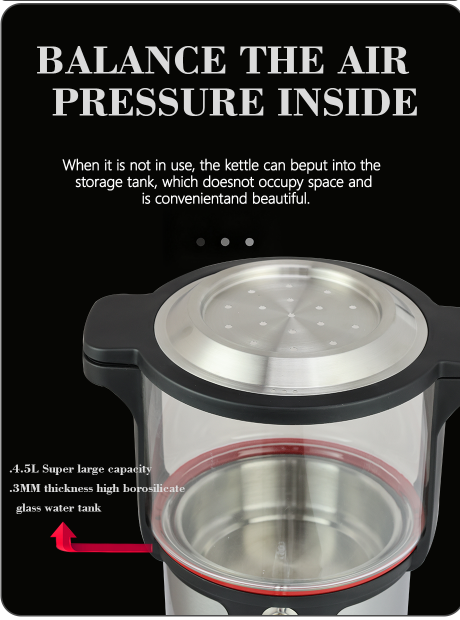 Thiết bị điện và gia dụng 4.5L +1.1L Máy pha trà đôi điện kỹ thuật số Samovar Nga với ấm trà thủy tinh