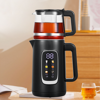 Thiết bị bán hàng nóng gấp đôi Lớp 1.5L+1.1L Thép không gỉ Nước điện Kingle Arabic Samovar Tea Maker Set Glass Teapot Kettle