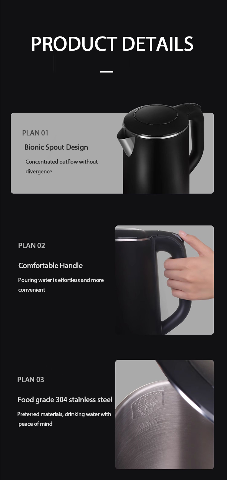 Ấm đun nước hai lớp bằng thép không gỉ 1.5L Điều khiển nhiệt độ Ấm trà điện kỹ thuật số thông minh