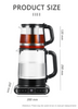 Đế xoay 360 Ấm đun nước điện thủy tinh 1.5l + 1.1l Ấm đun nước điện kiểu Thổ Nhĩ Kỳ kiểu Nga Samovar 