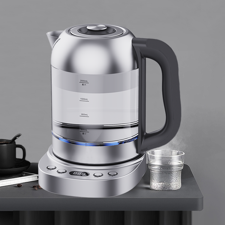 Công suất cao Đun sôi nhanh Máy pha trà kỹ thuật số 1850w Ấm đun nước thủy tinh điện 2.0l có điều khiển nhiệt độ