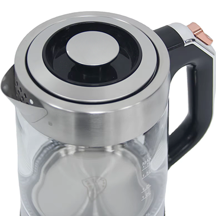 YUEKON Bán chạy nhất 1.7l Tự động tắt nguồn Máy pha trà điện Ấm trà thủy tinh có đèn LED màu xanh