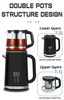 Yuekon 1.5L+1.1L Kettles Kettles Kettle và Teapot 2 In1 Layer Tea Layer Maker có kiểm soát nhiệt độ