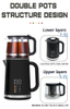 Thiết bị gia dụng Thiết kế mới Nhà máy điện Keitle Borosilicate Borosilicate Maker Double Wall Wall Tea Tea Tea For High Tea
