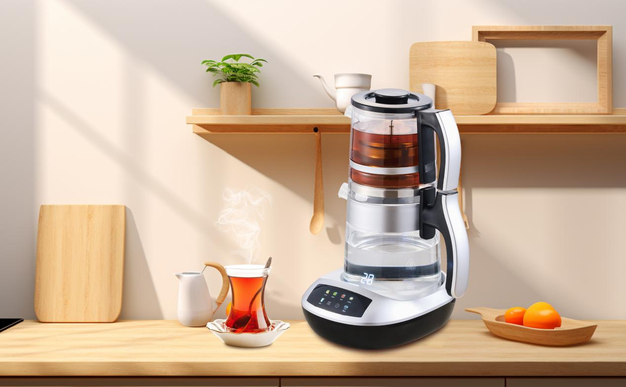 Nhà sản xuất trà với trình chiếu kỹ thuật số