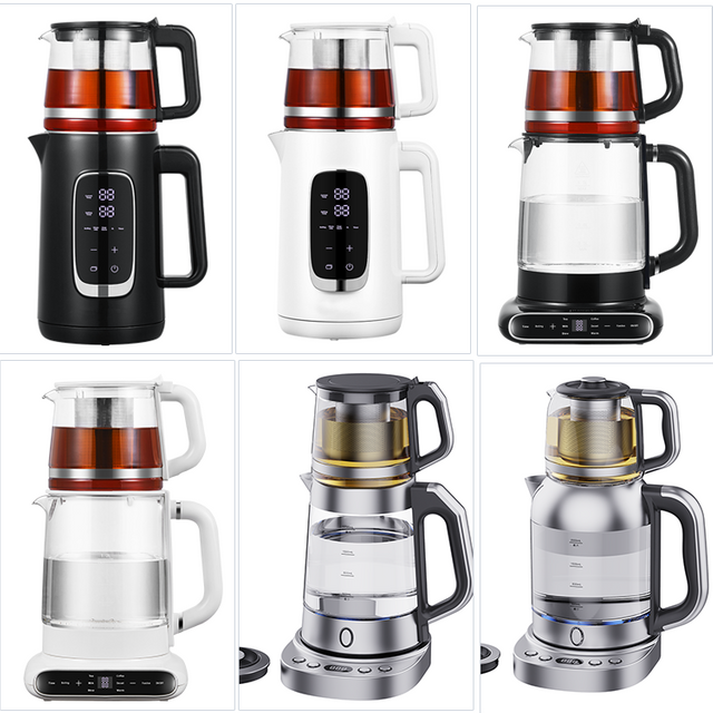 YUEKON Nước Nồi Hơi 1.7L Pha Trà Điện Nga Samovar Thổ Nhĩ Kỳ Đôi Pha Trà thép không gỉ Với 1.0L Bình Trà