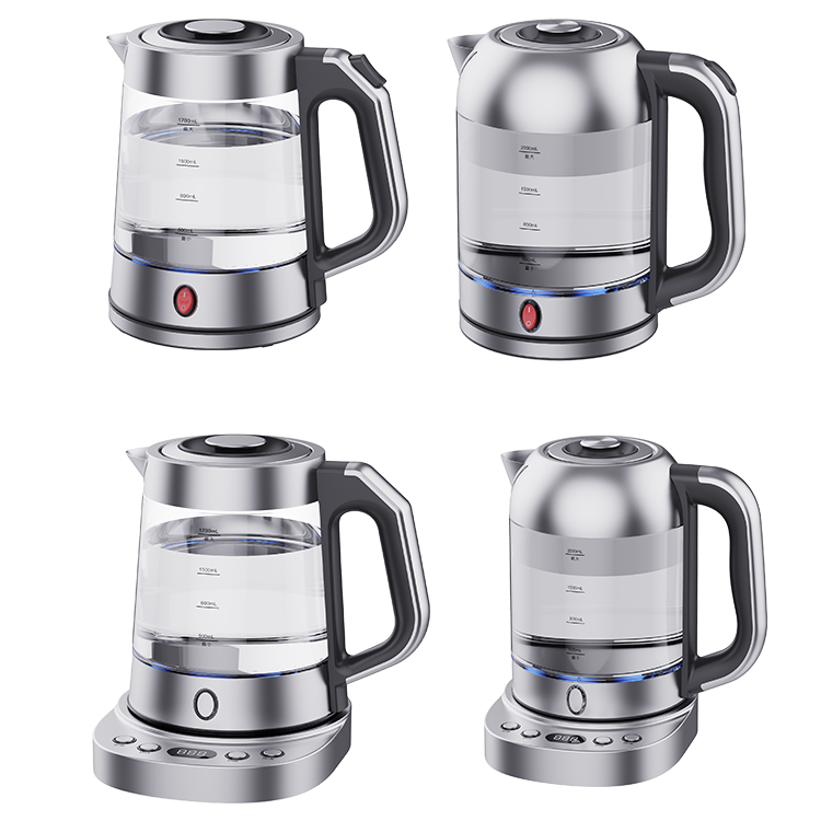 YUEKON Bán chạy nhất 1.7l Tự động tắt nguồn Máy pha trà điện Ấm trà thủy tinh có đèn LED màu xanh