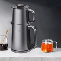  Thiết kế mới Gia dụng Thiết bị nhà bếp Đôi máy pha trà Thổ Nhĩ Kỳ Thép không gỉ Ấm đun nước điện và bình trà
