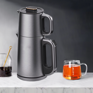  Thiết kế mới Gia dụng Thiết bị nhà bếp Đôi máy pha trà Thổ Nhĩ Kỳ Thép không gỉ Ấm đun nước điện và bình trà