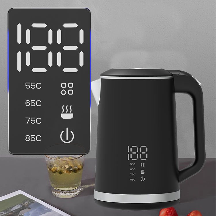 Ấm đun nước hai lớp bằng thép không gỉ 1.5L Điều khiển nhiệt độ Ấm trà điện kỹ thuật số thông minh