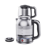 Máy pha trà đôi Samovar Thổ Nhĩ Kỳ 2 trong 1 Máy nước nóng 2200W Bộ lọc có thể giặt được Tùy chỉnh Máy pha trà thủy tinh điện 