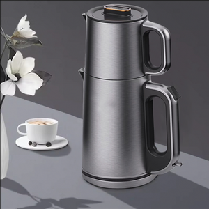 Ấm Đun Nước Điện Inox Cao Cấp Thổ Nhĩ Kỳ Pha Trà Có Tay Cầm Điều Khiển Màn Hình Cảm Ứng Điện Samovar Làm Trà Bộ