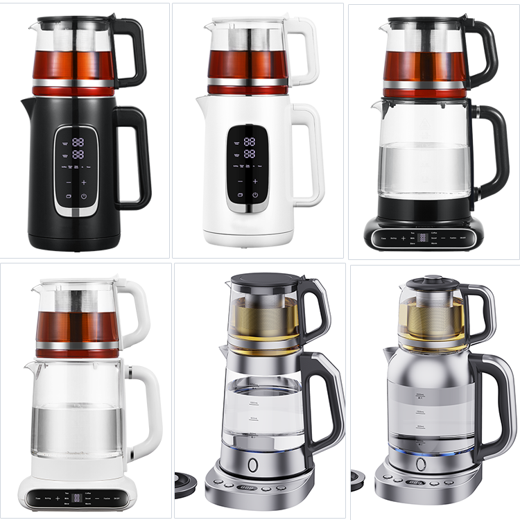 Hàng Mới Về Thổ Nhĩ Kỳ Ấm ​​Siêu Tốc Điện Samavar Pha Trà Với Ấm Trà Thủy Tinh Bộ Lọc Bằng Thép Không Gỉ