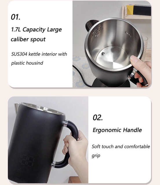 Thiết kế mới Bộ lọc 1.7 + 1.1l Máy pha cà phê Điện bằng thép không gỉ Ấm siêu tốc Samovar Thổ Nhĩ Kỳ dùng cho trà