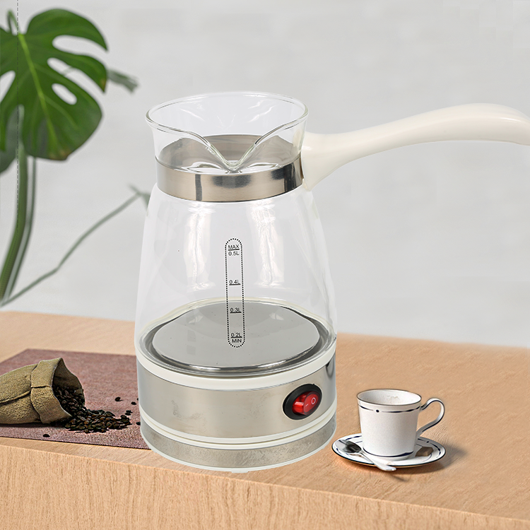 Thiết kế mới Nồi cà phê Thổ Nhĩ Kỳ 500ml Tấm sưởi ấm Cà phê Ấm siêu tốc trong suốt cho gia đình 