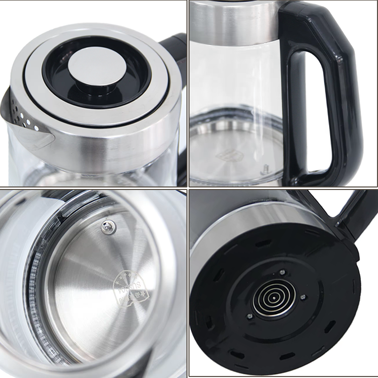 Trung Đông Ả Rập Saudi Samovar Mới Type1.7l + 1.0l Thép Không gỉ Thổ Nhĩ Kỳ Pha Trà Với Ấm Trà Thủy Tinh Ấm Siêu Tốc Điện