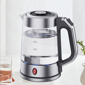Ấm Siêu Tốc Tự Động Ngắt Điện 1.7 Lít Ấm Siêu Tốc Thủy Tinh Borosilicate Cao Ánh Sáng Xanh Bạc Cơ Khí Oem Odm Ấm Siêu Tốc Nước